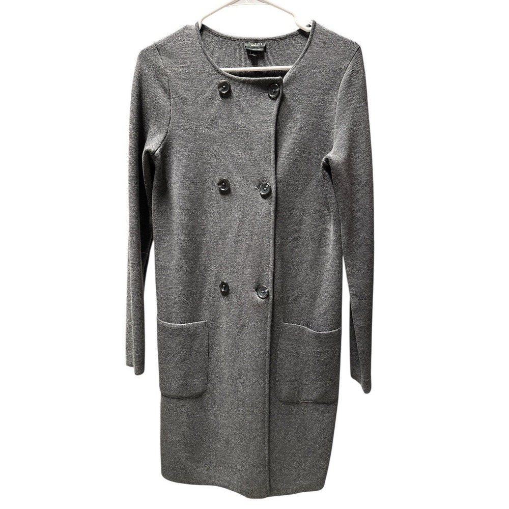 Talbots Pure Merino Wool S Double Breasted Sweater‎ Coat Gray Classic Minimalist